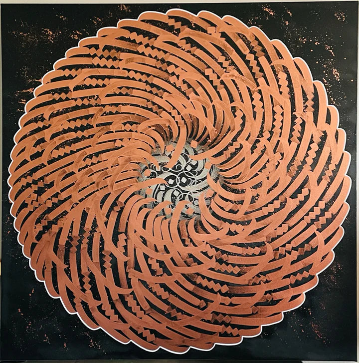 Full view of PRECIOUS METAL "BRONZE" – a powerful calligraffiti artwork featuring bronze-toned flowing calligraphy against a deep black canvas.