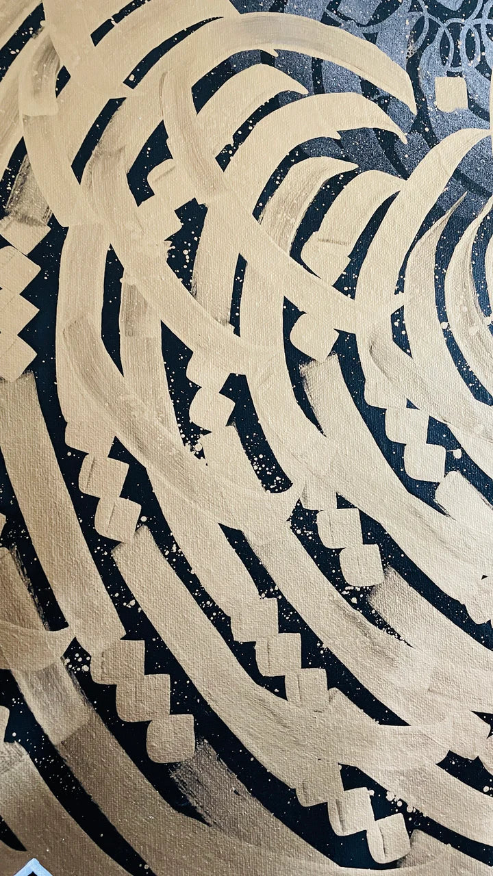 Left-side angled perspective of PRECIOUS METAL "GOLD" – showing texture, light reflection, and flow of the metallic gold script.