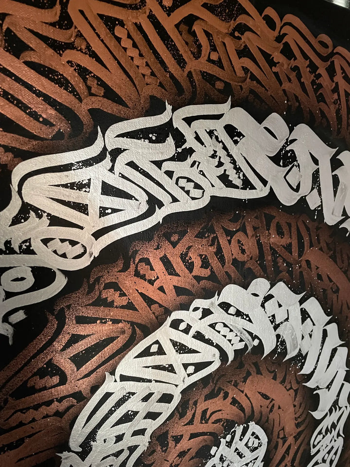 Side angle of RUST – highlighting texture variation, brushwork, and the interplay of color that evokes the beauty of transformation and decay.
