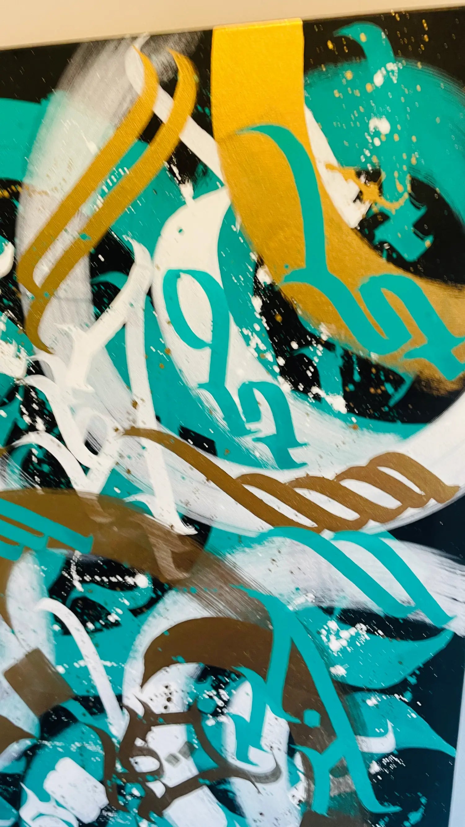 Signature and date on Chaos 2 original calligraffiti artwork by Burnzy Art.