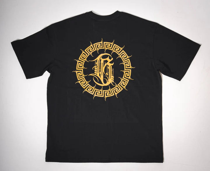 Full flat view of the back side of the T-shirt highlighting the clean design and heavy cotton fabric.