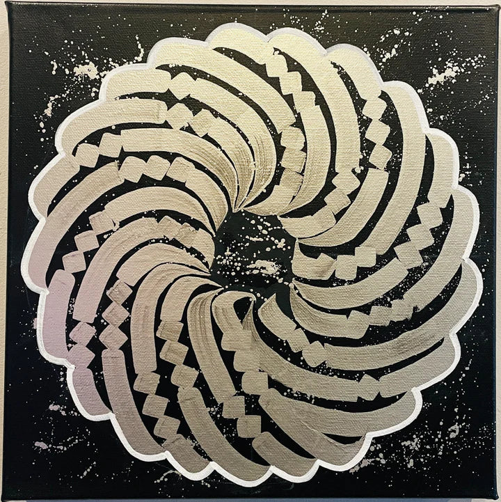 Full frontal view of the white calligraphy canvas, showcasing intricate flourishes and balanced composition.