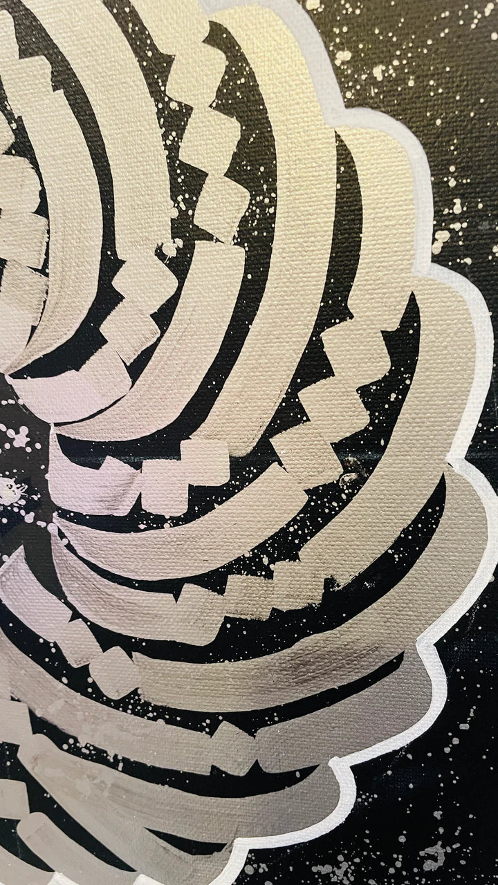 Right side angle of the white canvas, offering a closer look at the details and finish of the piece.