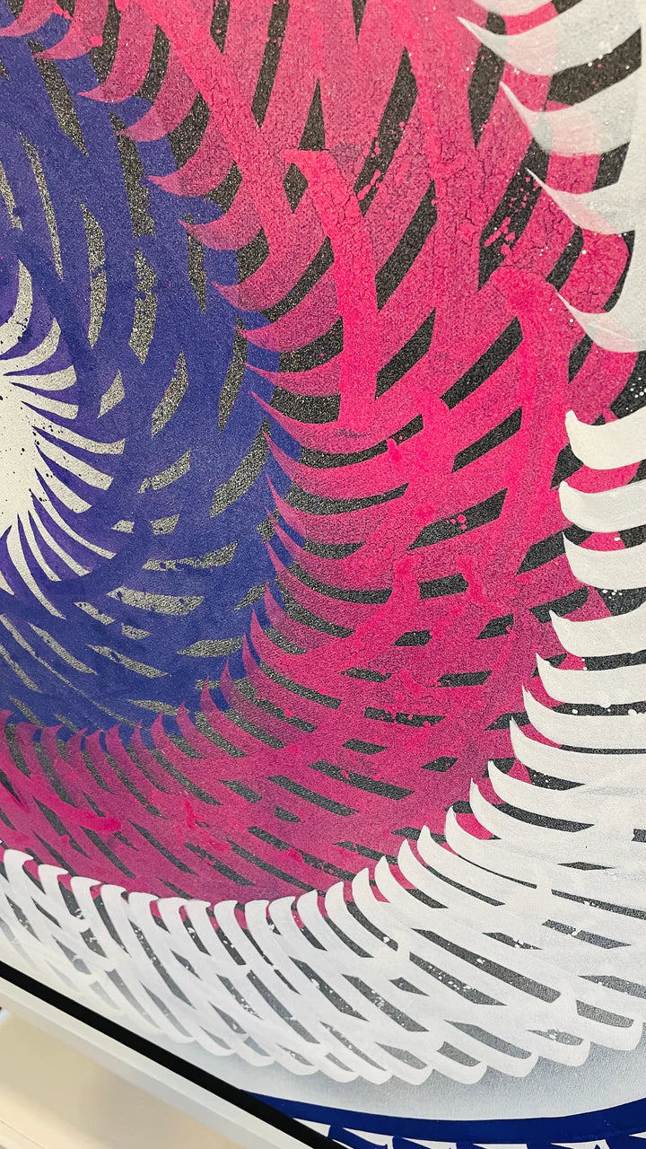 Right side view of “Twist of Elegance,” offering a closer look at the layering of calligraphic strokes and depth of the spiral design.