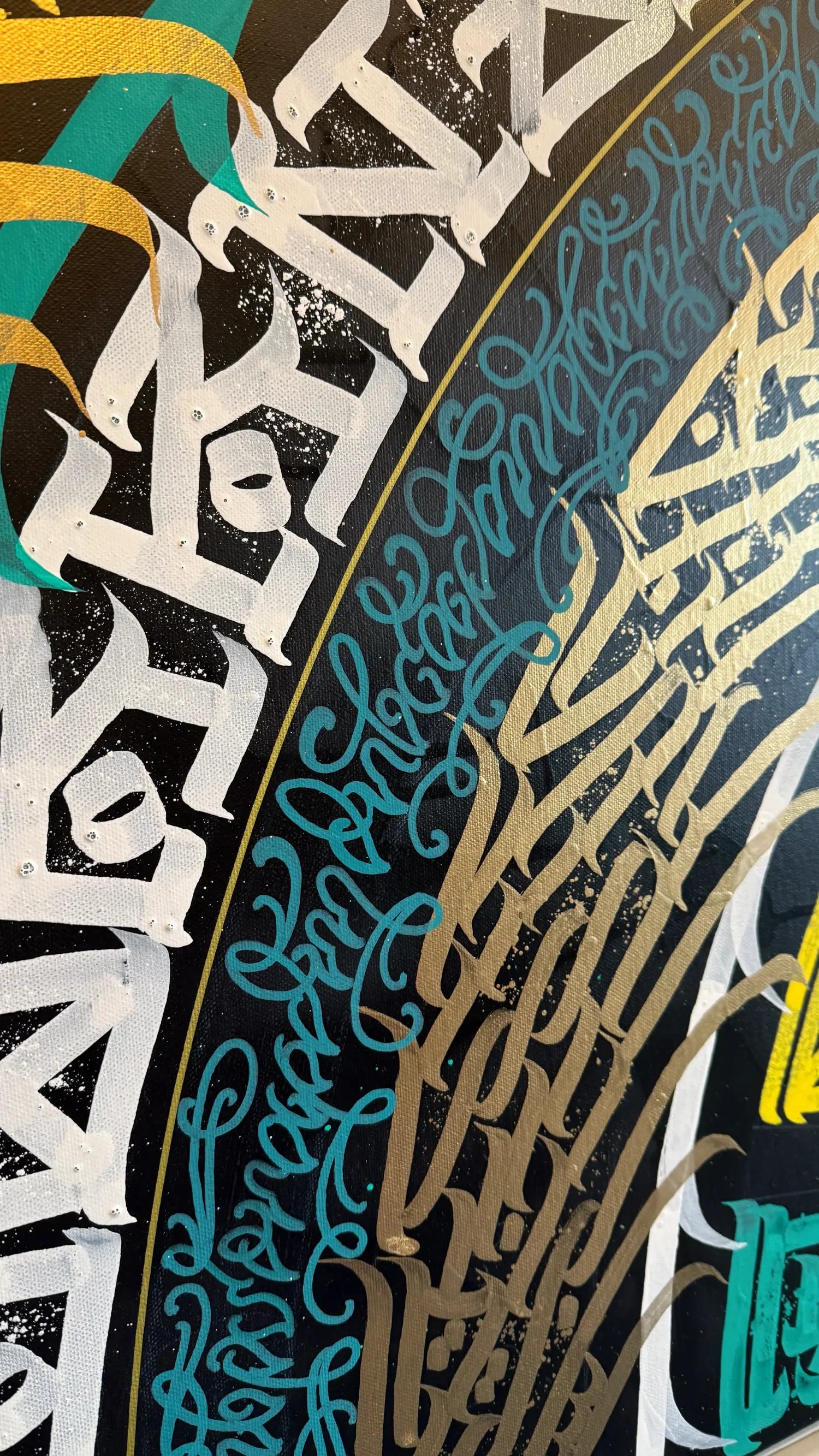 Burnzy art Emerald runes side detail canvas view