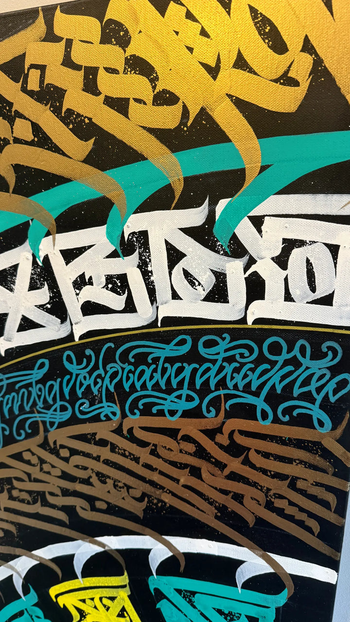 Burnzy art Emerald runes top center canvas view