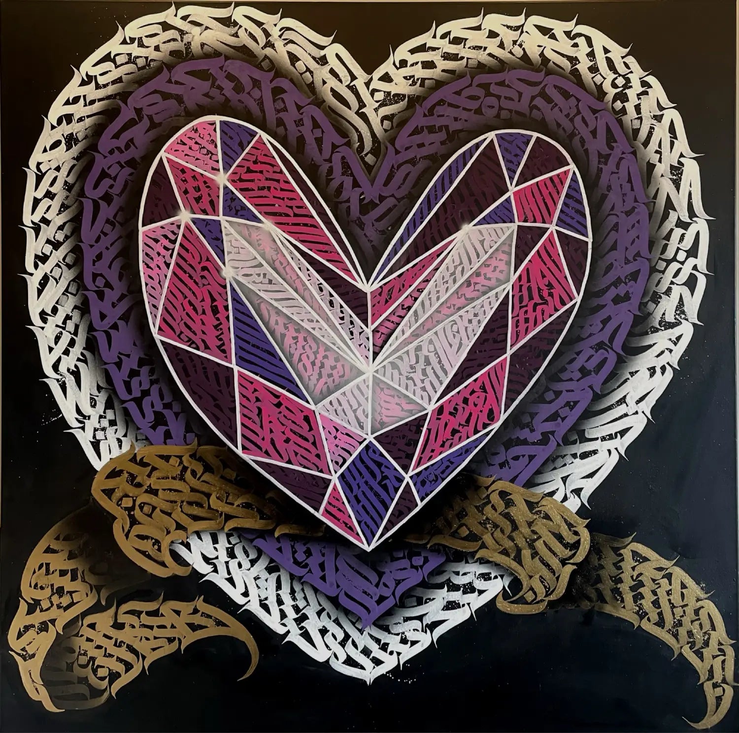 Burnzy art glass art calligraffiti full view