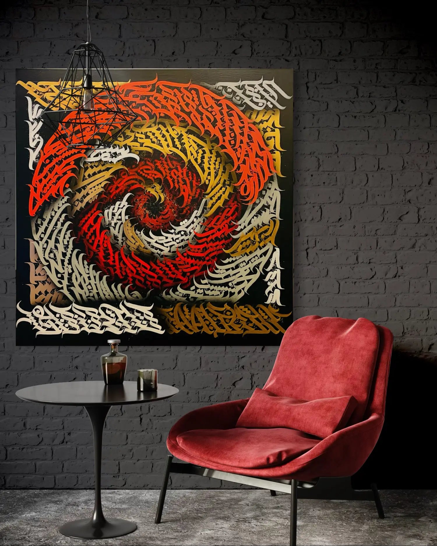Burnzy art Up in flames room view