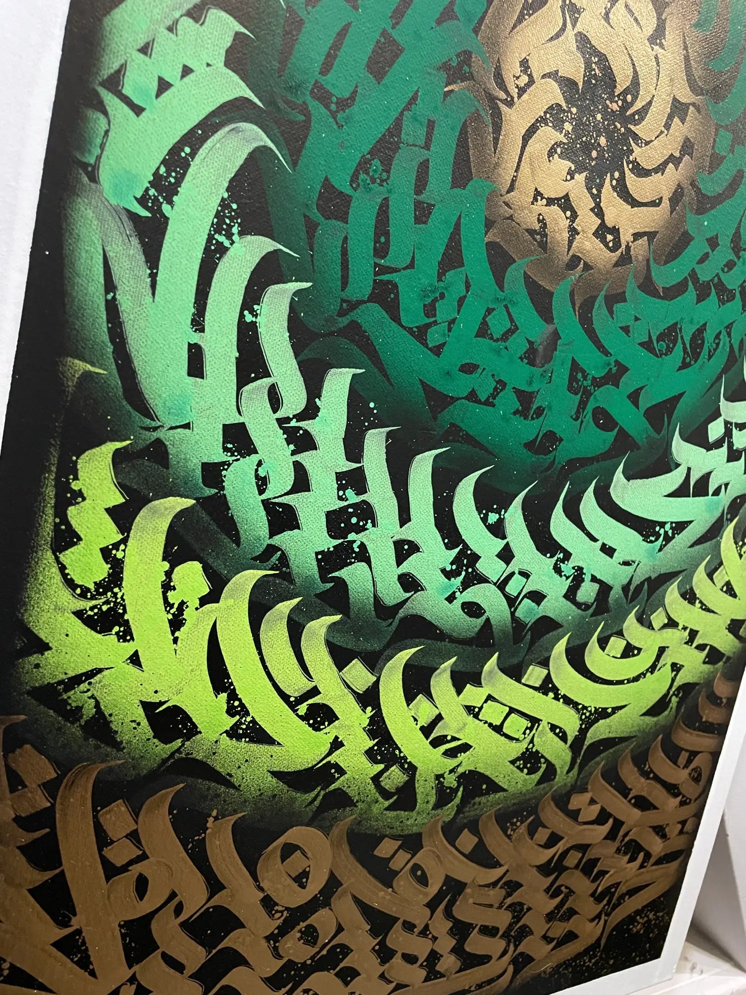 burnzyart Calligraffiti elements of the earth green accent bottom left angle