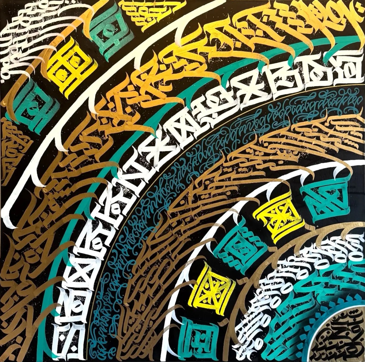 Burnzy art Emerald runes front canvas view